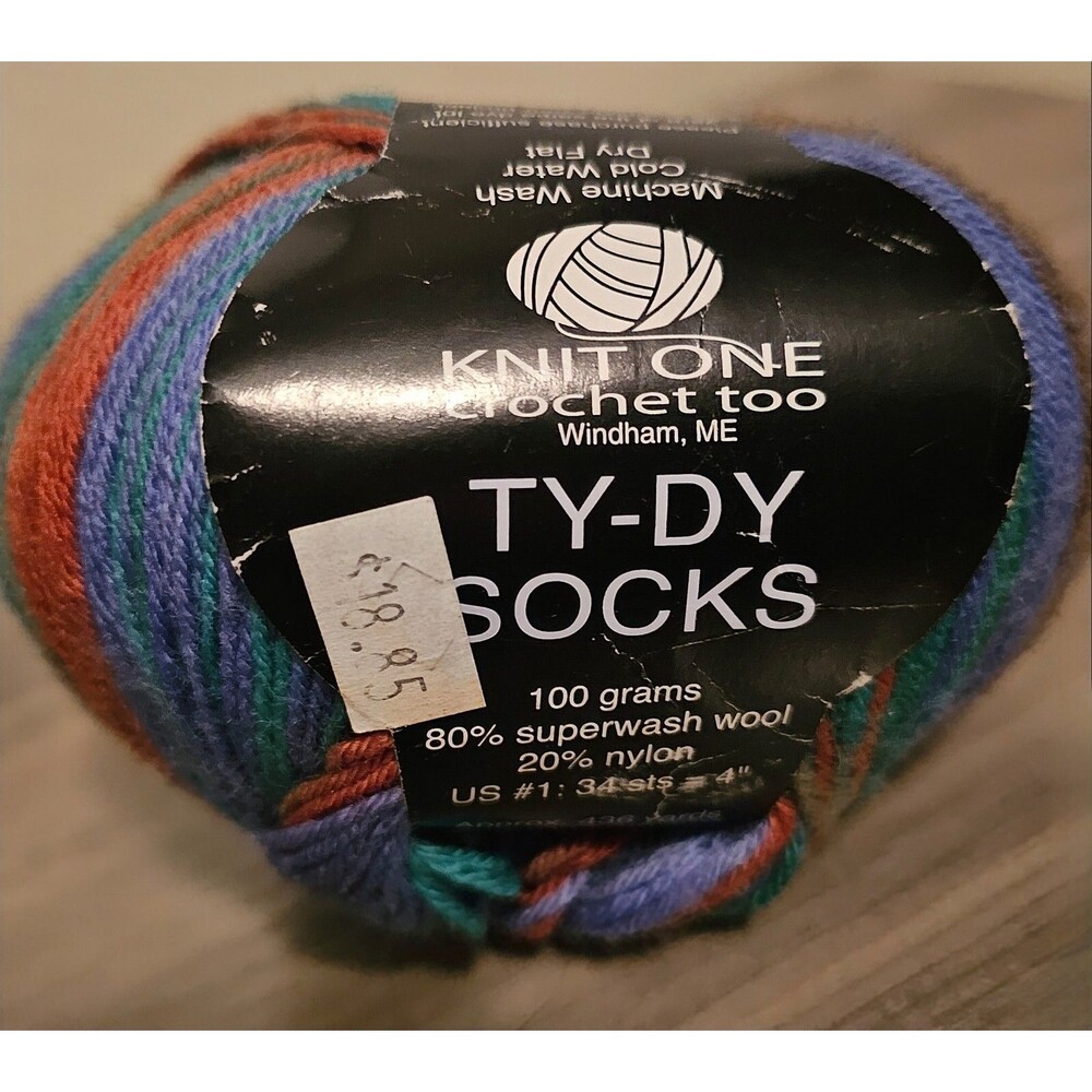 Knit One Crochet Too Yarn Ty_Dy Socks 80/20 Superwash Wool / Nylon 436y 3.53oz